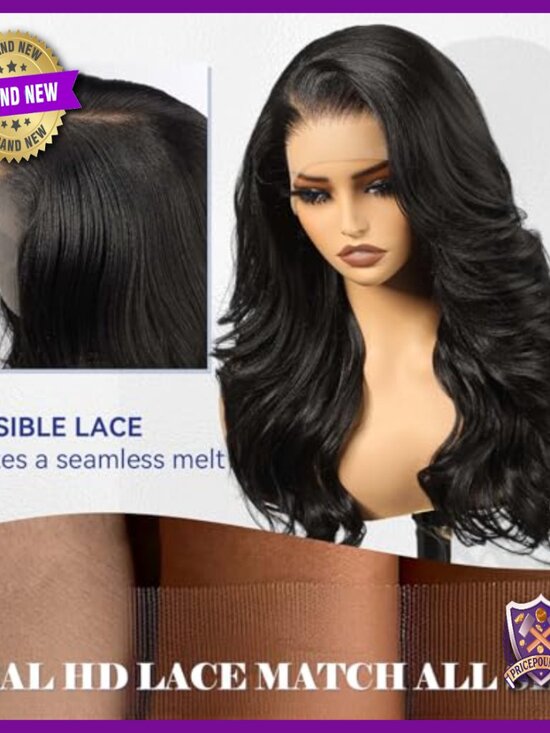 13x6 HD Lace Front Synthetic Wig, 24 Inch Long Curly Layered, Glueless